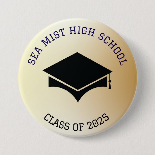 Badge Rond 7,6 Cm Bouton de la cérémonie de remise des diplômes Nom (Devant)