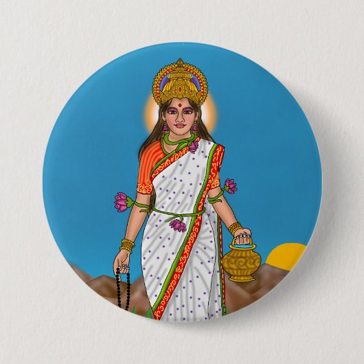 Badge Rond 7,6 Cm Bouton de la déesse Brahmacharini (Devant)