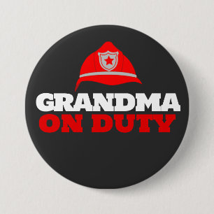 Badge Rond 7,6 Cm Bouton de la fête du pompier en service de grand-m