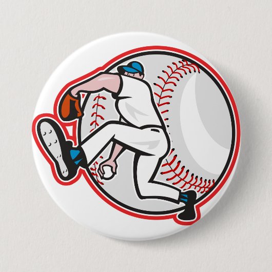 Badge Rond 7,6 Cm Bouton de lanceur de baseball (Devant)
