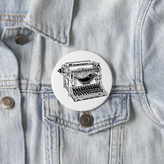 Badge Rond 7,6 Cm Bouton de l'ancienne machine à écrire (En situation)