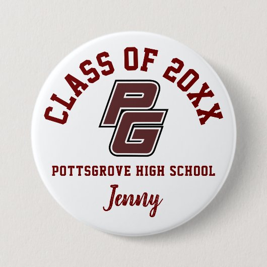 Badge Rond 7,6 Cm Bouton de l'école secondaire Pottsgrove Logo perso (Devant)