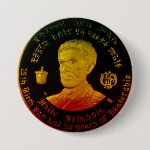 Badge Rond 7,6 Cm Bouton de l'empereur Haile Selassie