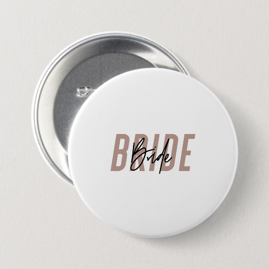 Badge Rond 7,6 Cm Bouton de mariée Lettré à la main minimale | Rose (Devant & derrière)