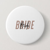 Badge Rond 7,6 Cm Bouton de mariée Lettré à la main minimale | Rose (Devant)