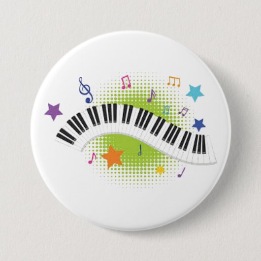 Badge Rond 7,6 Cm Bouton de musique (Devant)