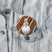 Badge Rond 7,6 Cm Bouton de Noël moche Snowman (En situation)