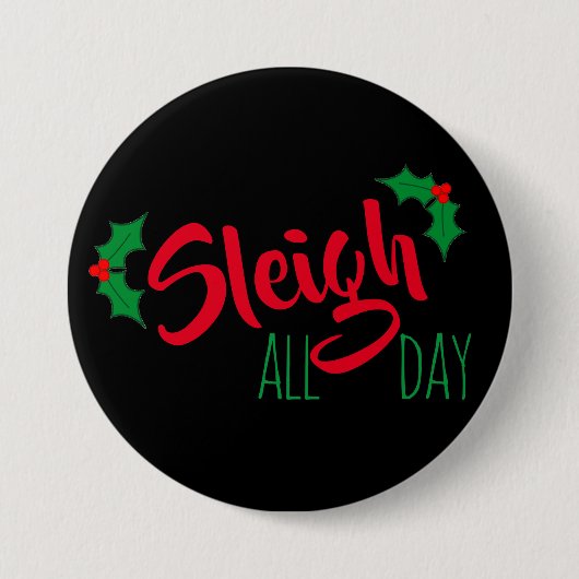 Badge Rond 7,6 Cm Bouton de Noël "Sleigh" (Devant)
