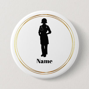 Badge Rond 7,6 Cm Bouton de nom Silhouette pour femme Doctor #2
