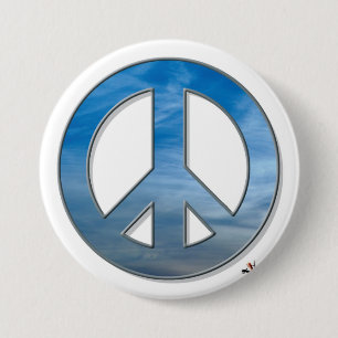 Badge Rond 7,6 Cm Bouton de paix de ciel bleu
