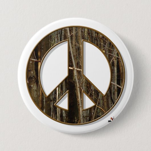 Badge Rond 7,6 Cm Bouton de paix en bois (Devant)