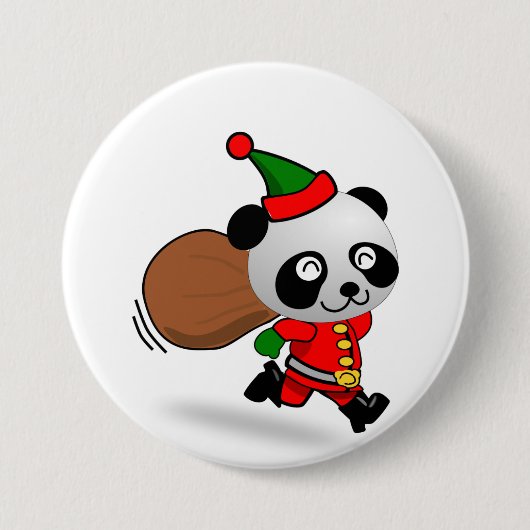 Badge Rond 7,6 Cm Bouton de panda de Père Noël (Devant)