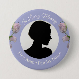 Badge Rond 7,6 Cm Bouton de photo commémorative de rose violette