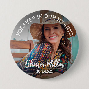 Badge Rond 7,6 Cm Bouton de photo souvenir 'À jamais dans nos cœurs'