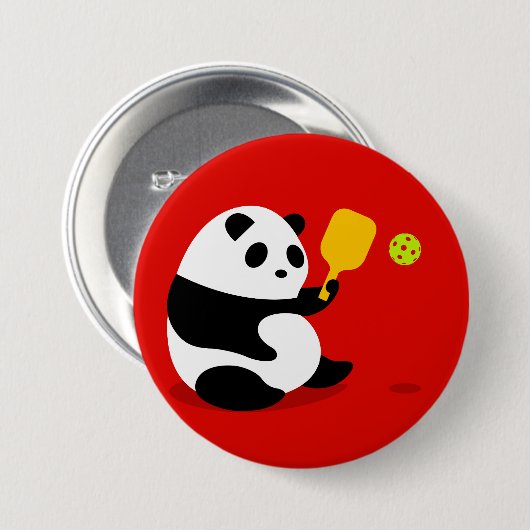 Badge Rond 7,6 Cm Bouton de Pickleball : "Panda de Pickleball " (Devant & derrière)