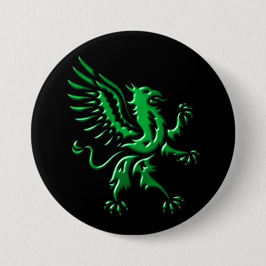 Badge Rond 7,6 Cm Bouton de rampant vert Griffin (Devant)
