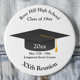 Badge Rond 7,6 Cm Bouton de réunion de classe de capuchon de mortier