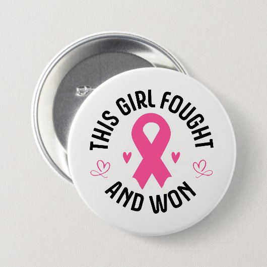 Badge Rond 7,6 Cm Bouton de ruban rose du cancer du sein (Devant & derrière)