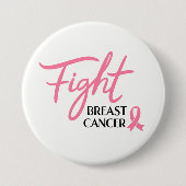 Badge Rond 7,6 Cm Bouton de ruban rose du cancer du sein (Devant)