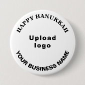 Badge Rond 7,6 Cm Bouton de salutation Business Hanoukka sur blanc (Devant)