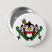 Badge Rond 7,6 Cm Bouton de saut de ski Penguin (Devant & derrière)