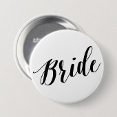 Badge Rond 7,6 Cm Bouton de script noir de mariée (Devant & derrière)