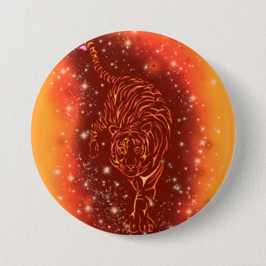 Badge Rond 7,6 Cm Bouton De Tigre Courant À Galaxy Starry Night (Devant)
