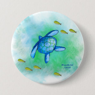 Badge Rond 7,6 Cm Bouton de tortue de mer