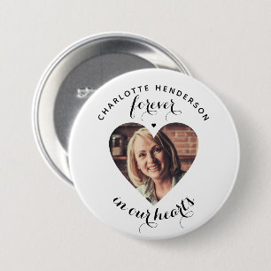 Badge Rond 7,6 Cm Bouton de Tribute Photo de Coeur 'À jamais dans no