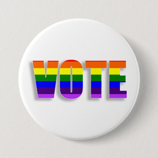 Badge Rond 7,6 Cm Bouton de vote LGBT Arc-en-ciel (Devant)