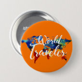 BADGE ROND 7,6 CM BOUTON DE VOYAGEUR DU MONDE (Devant & derrière)