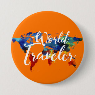 BADGE ROND 7,6 CM BOUTON DE VOYAGEUR DU MONDE