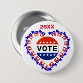 Badge Rond 7,6 Cm Bouton Démocratique des élections (Devant & derrière)