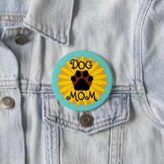 Badge Rond 7,6 Cm Bouton d'empreinte de patte de tournesol de maman