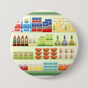 Badge Rond 7,6 Cm Bouton d'étagère de marchandises de supermarché
