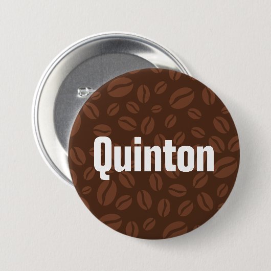 Badge Rond 7,6 Cm Bouton d'étiquette Fèves de café Nom Brown (Devant & derrière)
