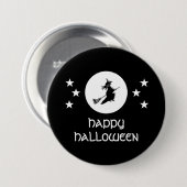 Badge Rond 7,6 Cm Bouton d'Halloween, Noir (Devant & derrière)