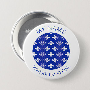 Badge Rond 7,6 Cm Bouton d'identification rond de 3" en tricot bleu