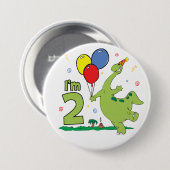 Badge Rond 7,6 Cm Bouton Dino 2e anniversaire (Devant & derrière)