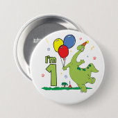 Badge Rond 7,6 Cm Bouton Dino Premier anniversaire (Devant & derrière)