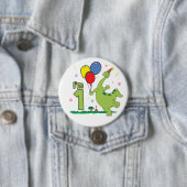 Badge Rond 7,6 Cm Bouton Dino Premier anniversaire (En situation)