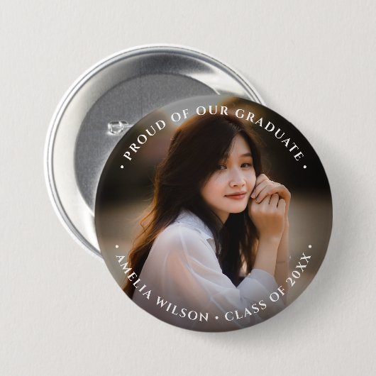 Badge Rond 7,6 Cm Bouton Diplôme photo (Devant & derrière)