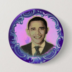 Badge Rond 7,6 Cm Bouton d'Obama Blacklight