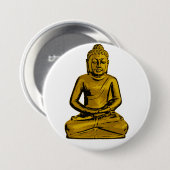 Badge Rond 7,6 Cm Bouton d'or de Bouddha (Devant & derrière)
