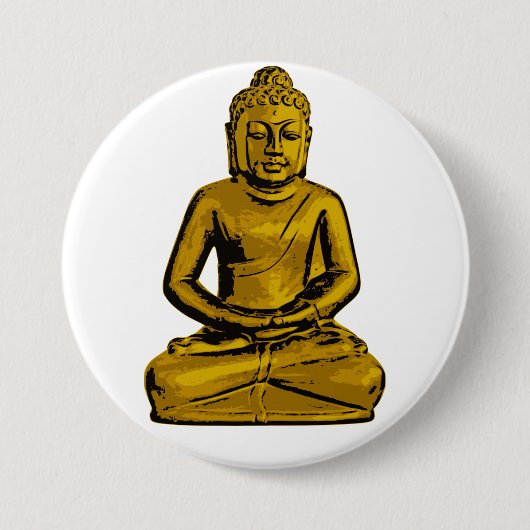 Badge Rond 7,6 Cm Bouton d'or de Bouddha (Devant)