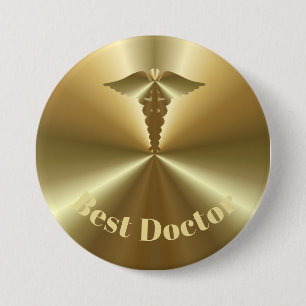 Badge Rond 7,6 Cm Bouton d'or du meilleur médecin