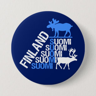 Badge Rond 7,6 Cm Bouton d'orignaux et de renne de la Finlande
