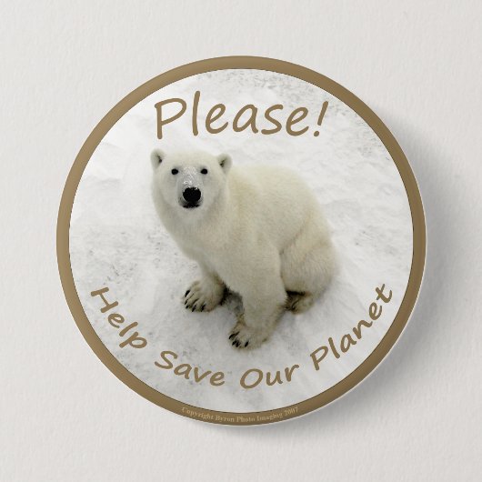 Badge Rond 7,6 Cm Bouton d'ours blanc (Devant)