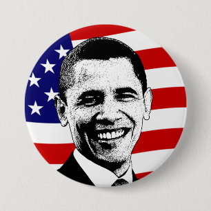 Badge Rond 7,6 Cm Bouton Drapeau Américain Obama