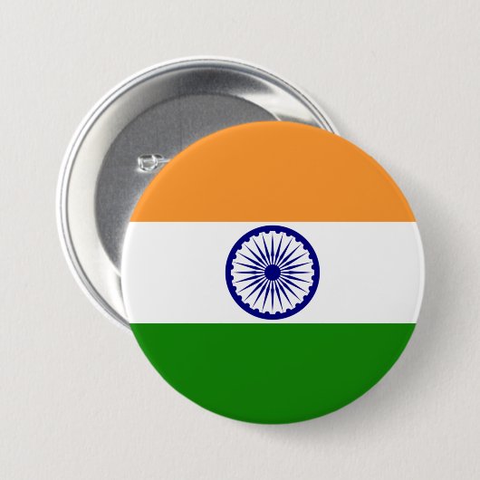 Badge Rond 7,6 Cm Bouton Drapeau de conception Inde (Devant & derrière)